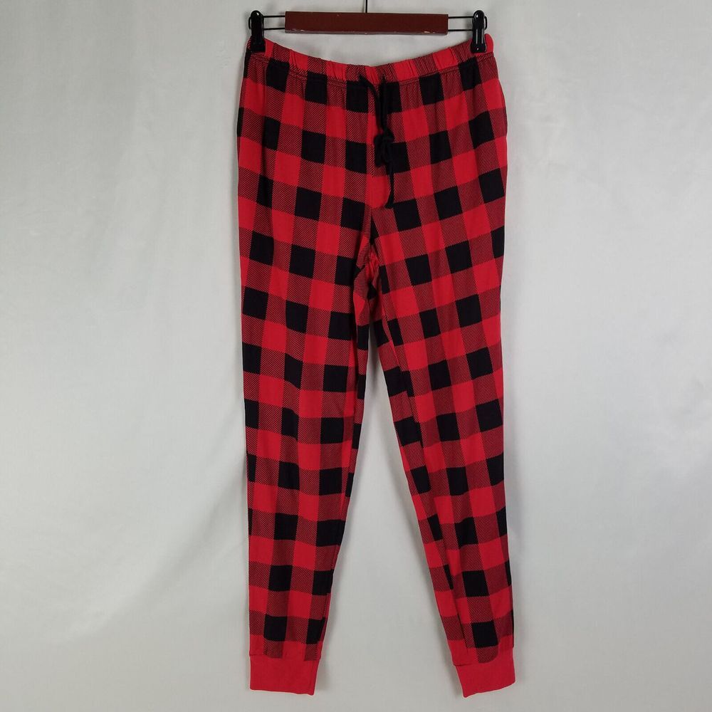 Cuddl Duds Pajama Pants‎ Womens Small Red Gingham Drawstring Cabincore 28 x 27.5